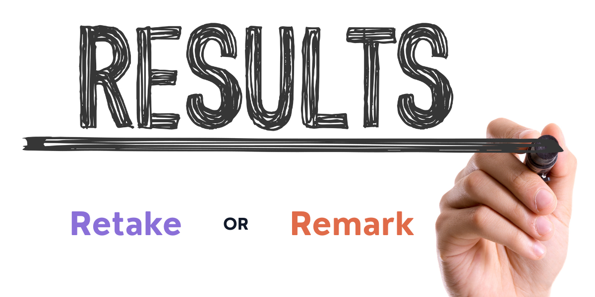 A student looking carefully at their exam results slip, considering their options